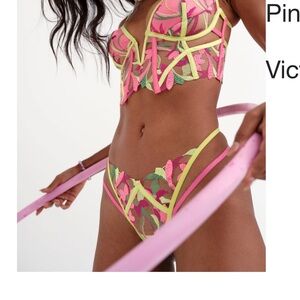 For Love And Lemons Pink and Green Floral Bra